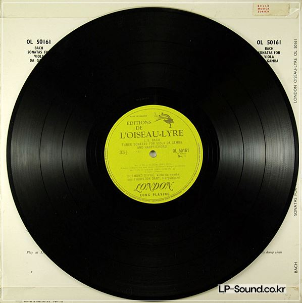 BACH THREE SONATAS FOR VIOLA DA GAMBA & HARPSICHORD / DUPRE / DART OL 50161