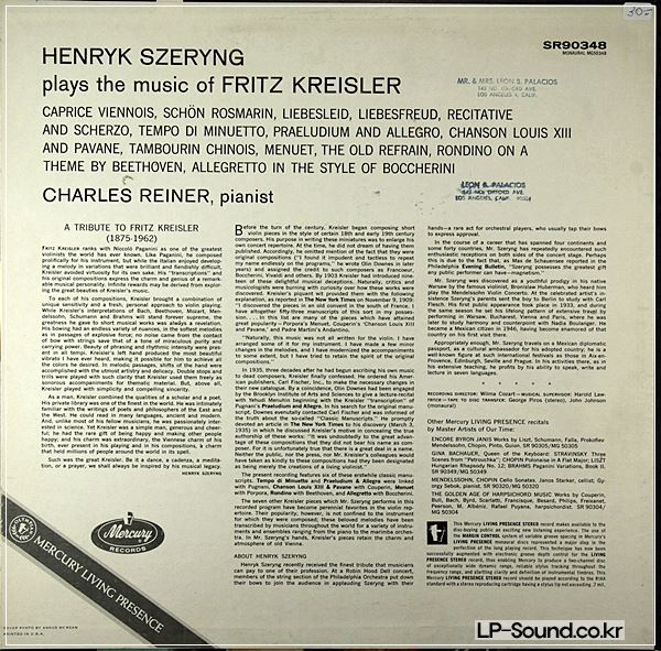 HENRYK SZERYNG- FRITZ KREISLER- MERCURY SR90348