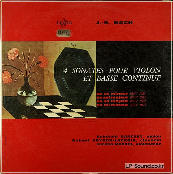 BACH 4 VIOLIN SONATAS BARCHET VEYRON LACROIX ERATO STE 50089 ED1