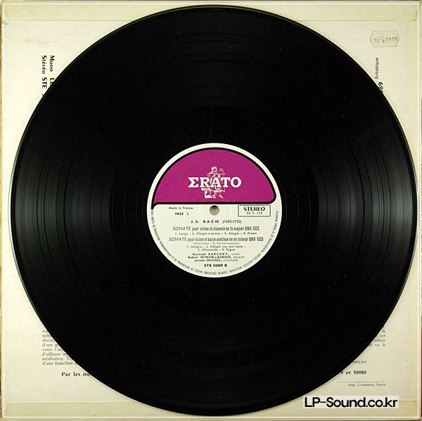 BACH 4 VIOLIN SONATAS BARCHET VEYRON LACROIX ERATO STE 50089 ED1