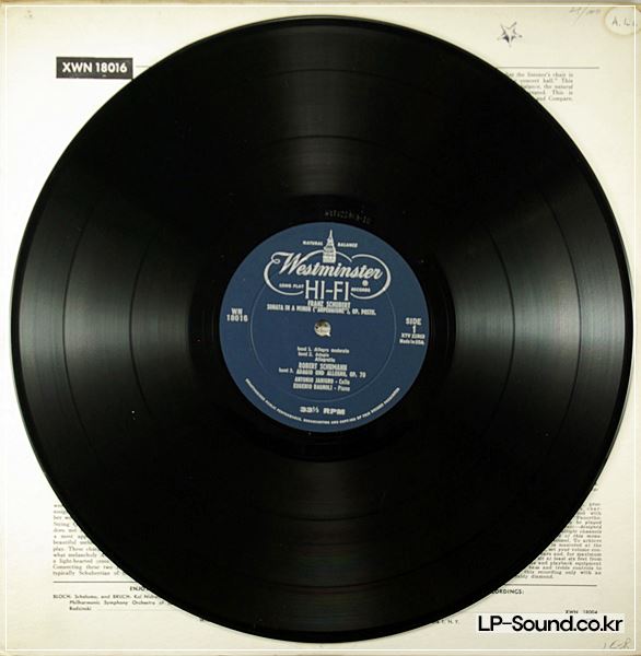 JANIGRO. SCHUBERT: ARPEGGIONE SONATA WESTMINSTER XWN 18016