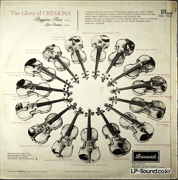 THE GLORY OF CREMONA - RICCI – BRUNSWICK SXA 4521