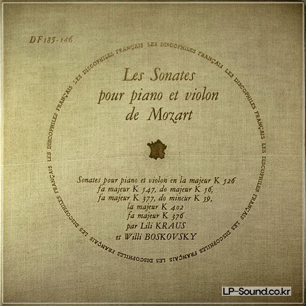 MOZART VIOLIN SONATA   BOSKOVSKY/KRAUS  DES DISCOPHILES FRANCAIS