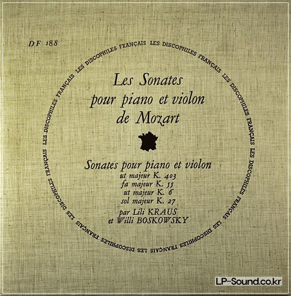 MOZART VIOLIN SONATA   BOSKOVSKY/KRAUS  DES DISCOPHILES FRANCAIS