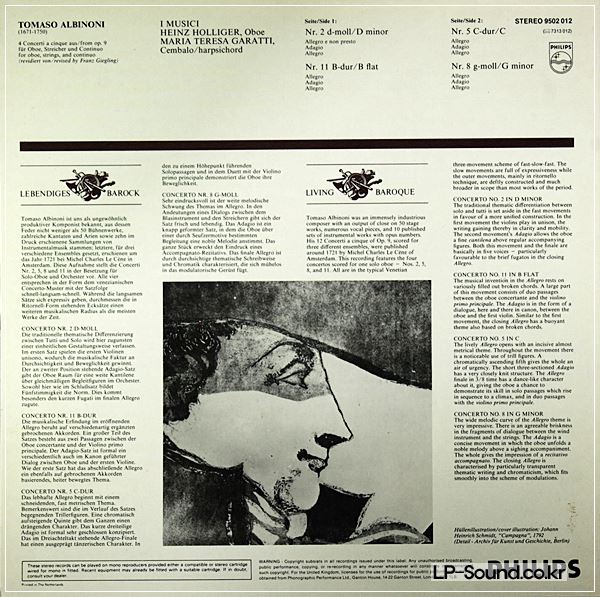 TOMASO ALBINONI 4 CONCERTI OP. 9 I MUSICI PHILIPS 9502 012