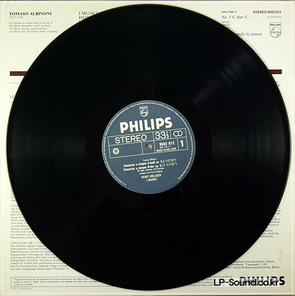 TOMASO ALBINONI 4 CONCERTI OP. 9 I MUSICI PHILIPS 9502 012