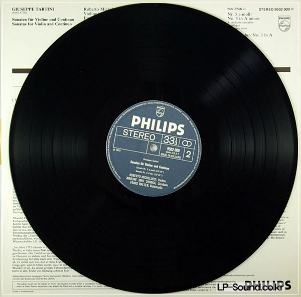 MICHELUCCI TARTINI VIOLIN SONATAS DEVIL'S THRILL PHILIPS STEREO 9502 009