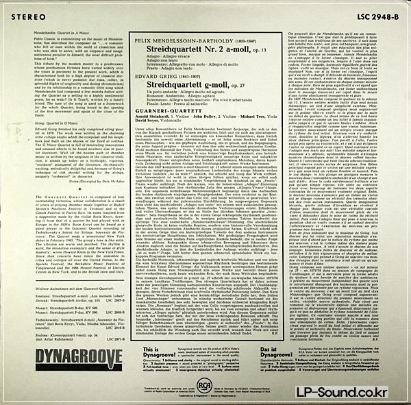 GUARNERI QUARTET / MENDELSSOHN-GRIEG STRING QUARTETS / LSC-2948B
