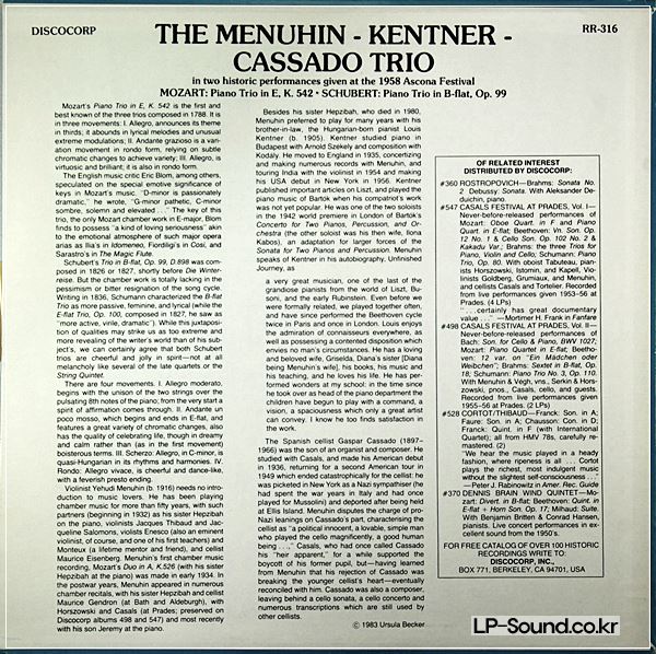 MENUHIN – KENT – CASSADO TRIO 1958 ASCONA FESTIVAL