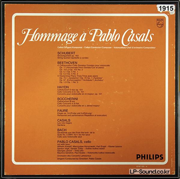 HOMMAGE PABLO CASALS BACH FAURE 7 LP PHILIPS BOXSET