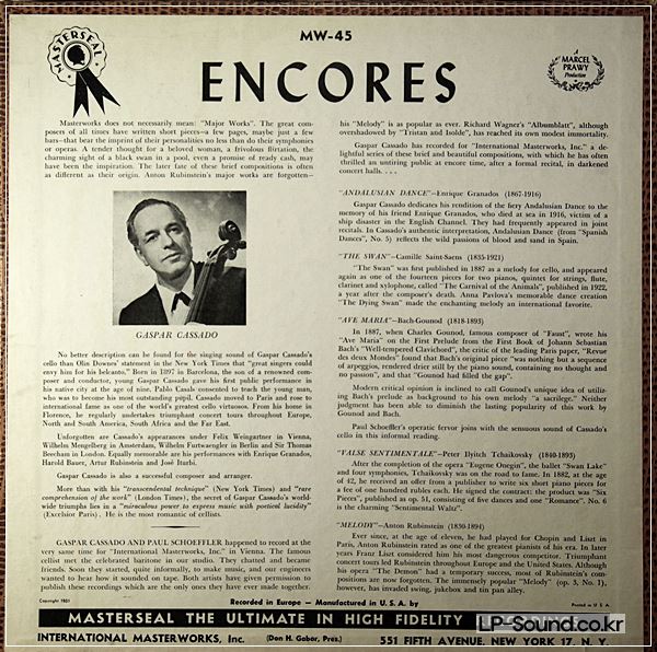 GASPAR CASSADO/PAUL SCHOEFFLER - ENCORES