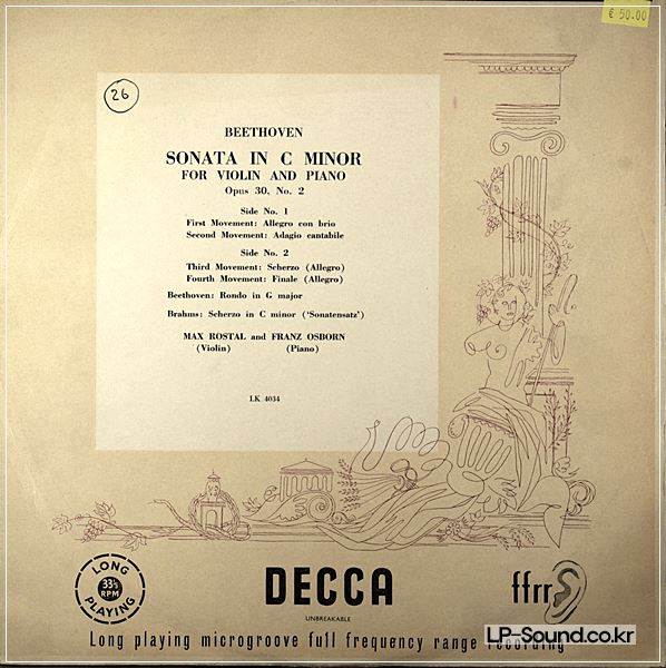 BEETHOVEN SONATA IN C MINOR - MAX ROSTAL / FRANZ OSBORN LK 4034