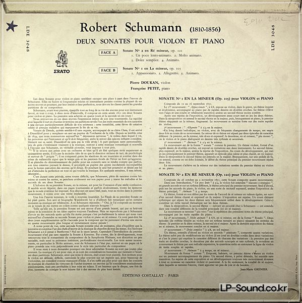 SCHUMANN - TWO SONATAS FOR VIOLIN AND PIANO / DOUKAN, PETIT