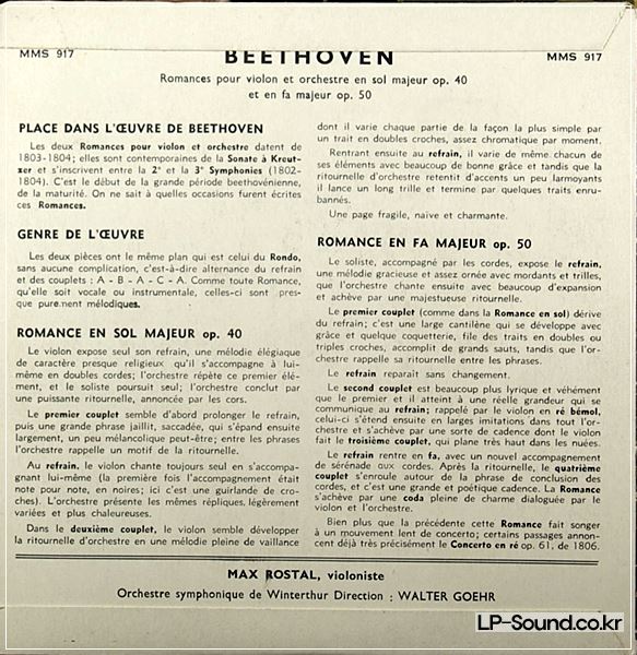 BEETHOVEN: VIOLIN ROMANCES IN G, F. MAX ROSTAL: 7“