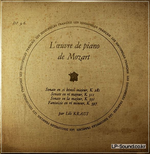 LILI KRAUS / MOZART / LES DISCOPHILES FRANCAIS DF 96