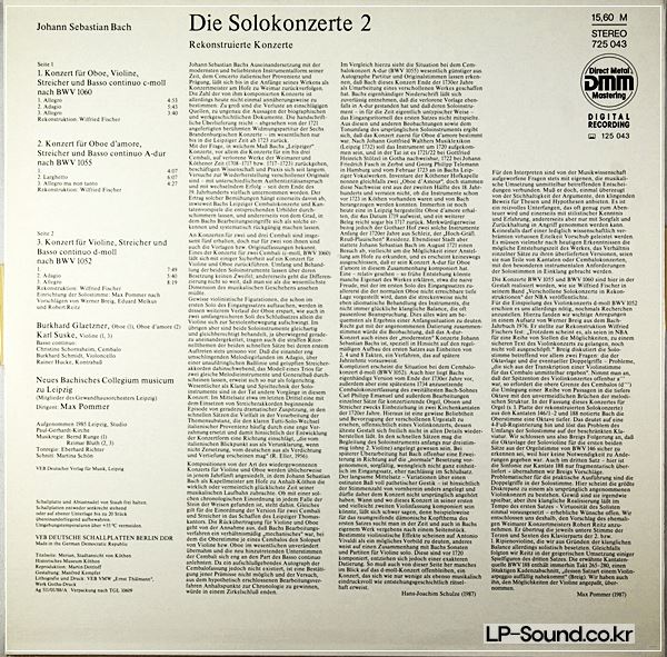 JOHANN SEBASTIAN BACH (1685-1750) • THE SOLO CONCERTOS II LP • KARL SUSKE