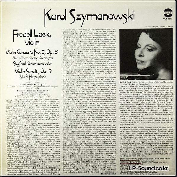 SZYMANOWSKI* - FREDELL LACK, BERLIN SYMPHONY VCL-9061