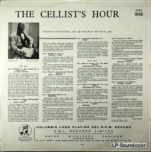 FOURNIER, MOORE - THE CELLISTS HOUR LP COLUMBIA 33CX 1606