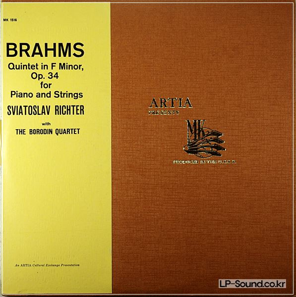 BRAHMS QUINTET IN F MINOR RICHTER WITH BORODIN QUARTET ARTIA MK 1516
