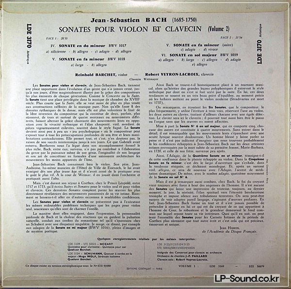 ERATO BACH / R. BARCHET / R. VEYRON-LACROIX VOL.1 /2  LDE 3169-70 2LP