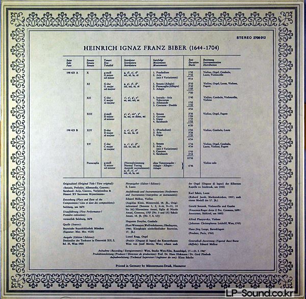 H.I.F. BIBER ROSENKRANZ-SONATEN 1-15  MELKUS...2LP