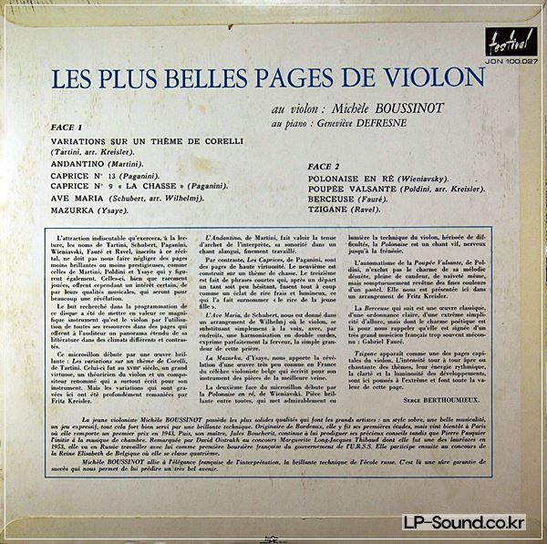 MICHELE BOUSSINOT VIOLIN RECITAL - GENEVIEVE DEFRESNE / FESTIVAL