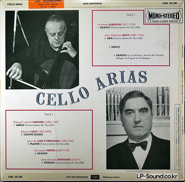 CELLO ARIAS - ANDRE NAVARRA, MAURICE DURUFLE