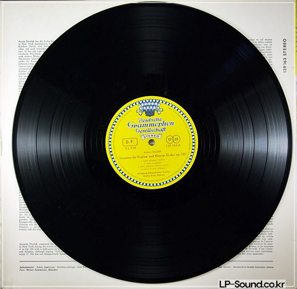 DVORAK VIOLIN - STRAUSS -SCHNEIDERHAN KLEIN GERMAN TULIP DG 139 163