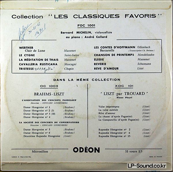 ODEON / CELLO RECITAL / BERNARD MICHELIN