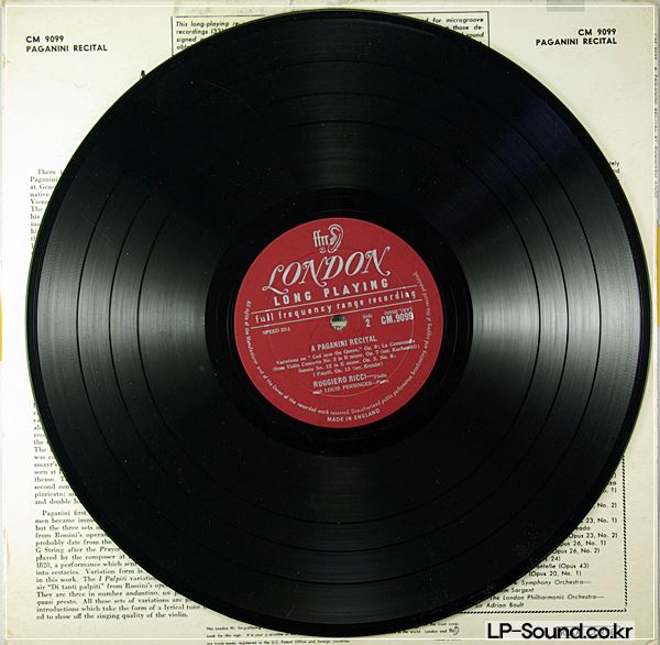 RUGGIERO RICCI/PERSINGER A PAGANINI RECITAL - LONDON CM 9099