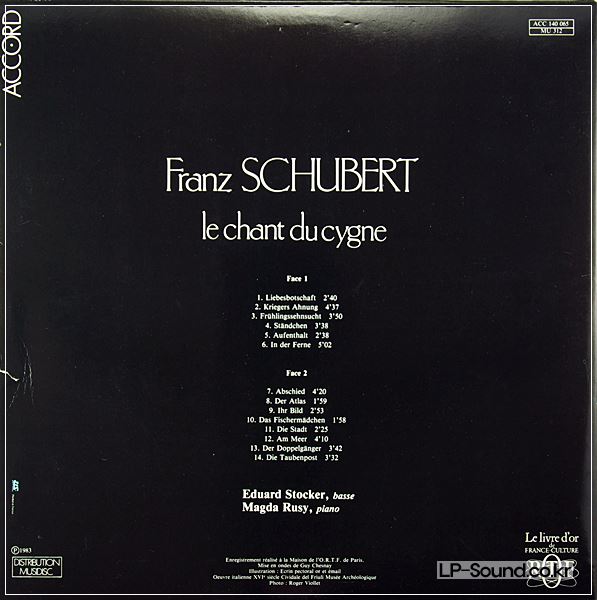 FRANZ SCHUBERT, EDUARD STOCKER, MAGDA RUSY ‎– LE CHANT DU CYGNE