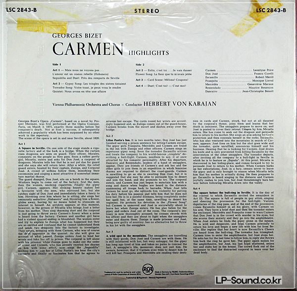 BIZET: CARMEN, HIGHLIGHTS. RCA VICTOR LSC 2843 SORIA