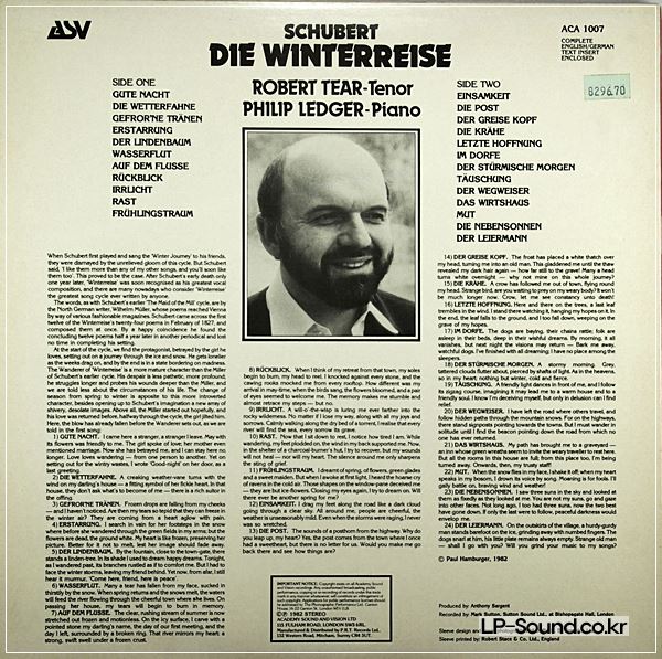 SCHUBERT DIE WINTRERREISE ASV  ACA 1007