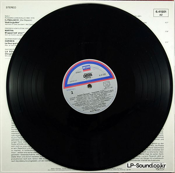 LUCIANO PAVAROTTI - TENORARIEN LP DECCA 6.41501 RIGOLETTO - AIDA - TOSCA