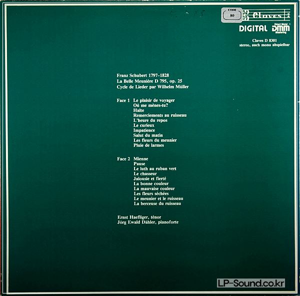 SCHUBERT DIE SCHONE MULLERIN HAEFLIGER DAHLER CLAVES D-8301