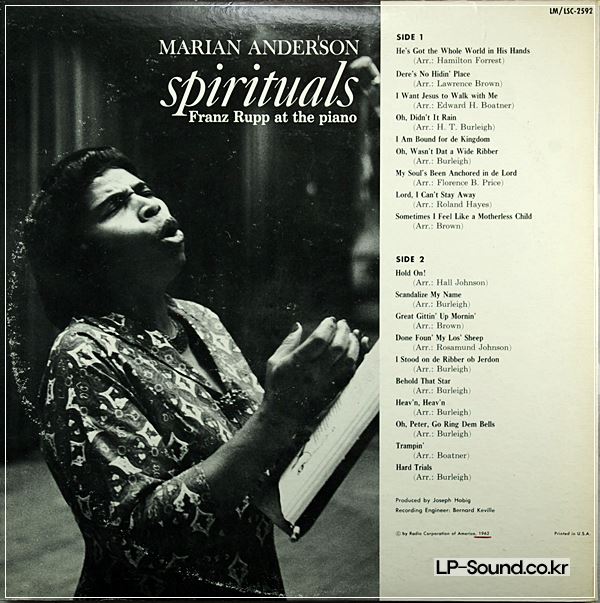 MARIAN ANDERSON HE’S GOT THE WHOLE WORLD IN HIS HANDS SIGNED BY FRANZ RUPP