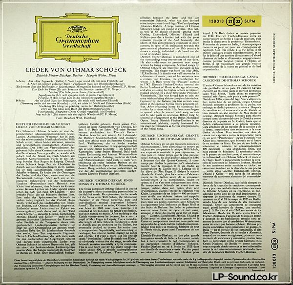 SCHOECK LIEDER FISCHER-DIESKAU *ALLE HERSTELLE  SLPM 138 013 RED