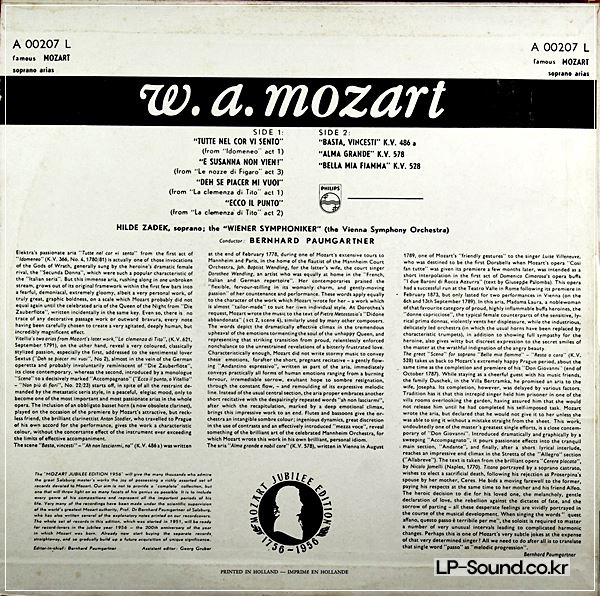 MOZART 1956 JUBILEE EDITION FAMOUS SOPRANO ARIAS HILDE ZADEK