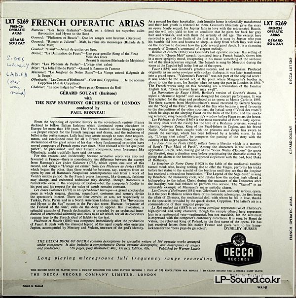 AIRS D'OPERAS FRANCAIS,  SOUZAY; DECCA LXT 5269