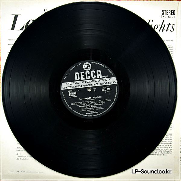 VERDI LA TRAVIATA HIGHLIGHTS JOAN SUTHERLAND DECCA SXL 6127 ED1