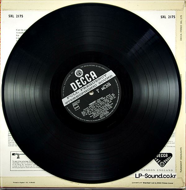 MARIO DEL MONACO & EREDE TURANDOT ORIG DECCA WBG SXL 2175