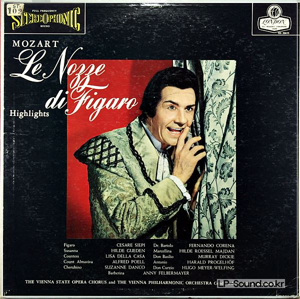 MOZART LE NOZZE DI FIGARO HIGHLIGHTS KLEIBER/ SIEPI LONDON OS 25045 STEREO