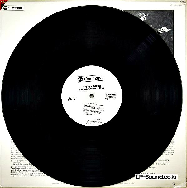 JEFFREY SOLOW, DORIS STEVENSON ‎– THE ROMANTIC CELLO COMS-9006