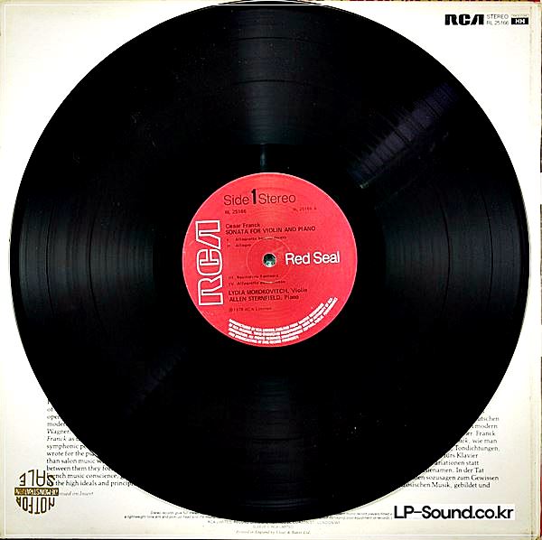 LYDIA MORDKOVITCH - FRANCK / RAVEL SONATAS FOR VIOLIN. SIGNED. RCA ‎RL-25166