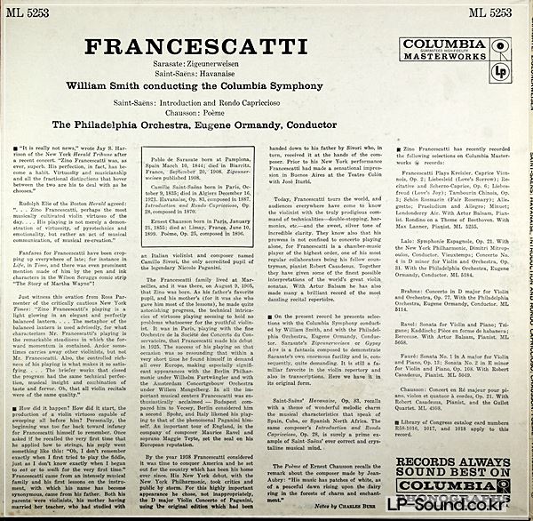FRANCESCATTI SARASATE SAINT-SAENS CHAUSSON COLUMBIA 6-EYE
