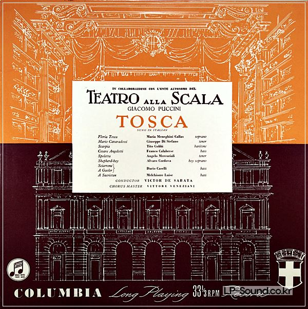 PUCCINI TOSCA * CALLAS * DE SABATA UK COLUMBIA  33CX 1094-95 1ST