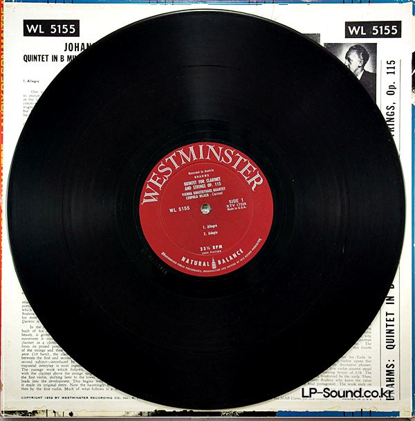 BRAHMS CLARINET QUINTET LEOPOLD WLACH / VIENNA KONZERTHAUS WL 5155