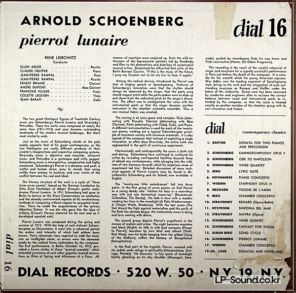 SCHOENBERG PIERROT LUNAIR LEIBOWITZ DIAL 16