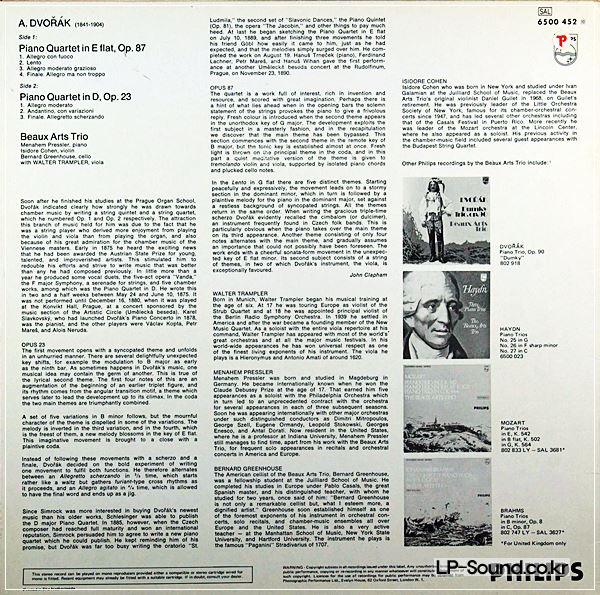 DVORAK PIANO QUARTETS OP 23 & 87 /GRUMIAUX / TRAMPLER 6500 452