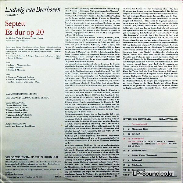 BEETHOVEN  SEPTET / SEPTETT ES-DUR OP. 20 ETERNA 825549